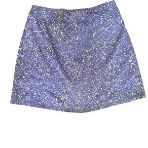 L.L. Bean girls skort athletic shorts purple lime green geometric size 14 50+UPF
